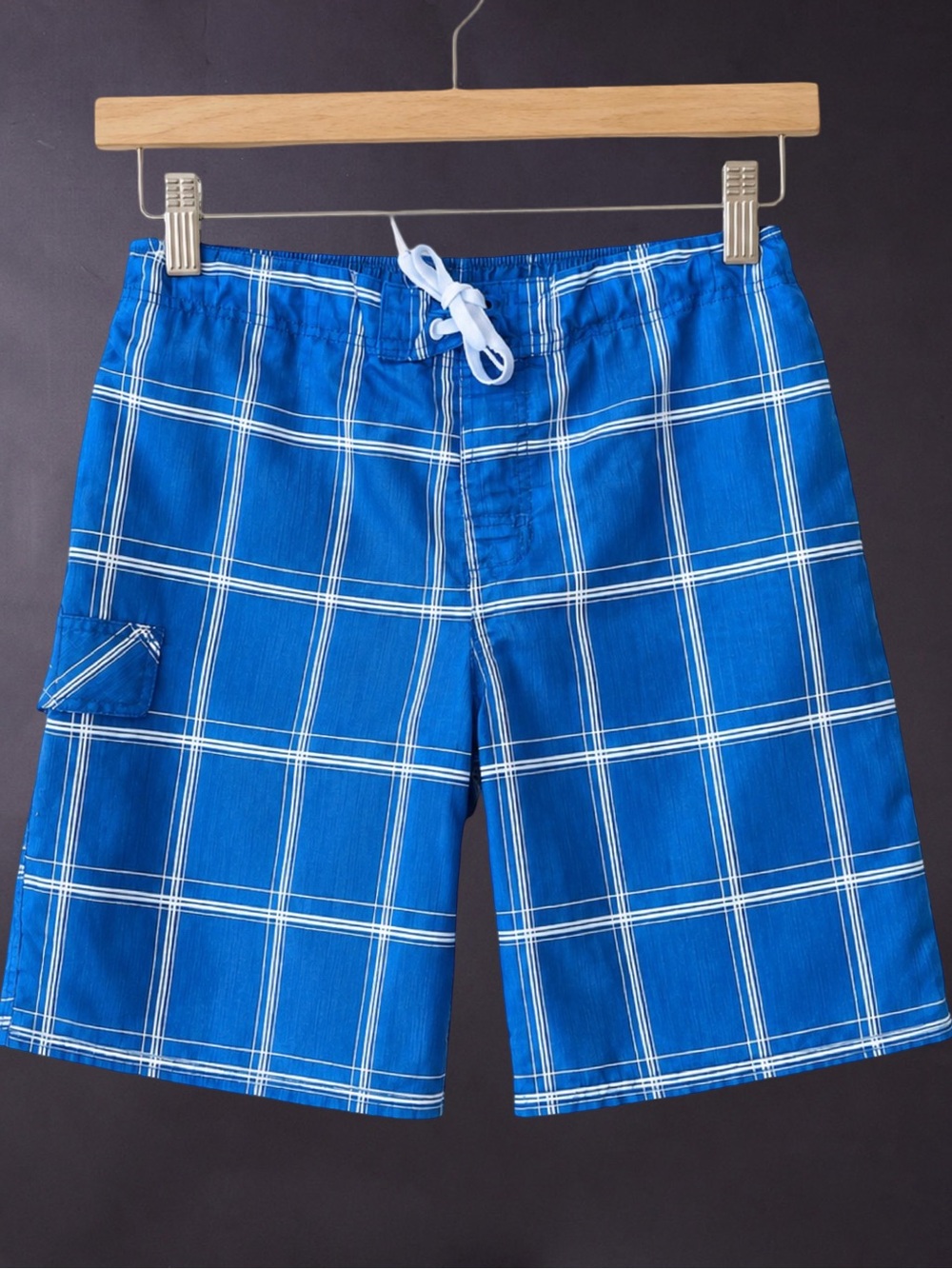 Mens OP Blue Plaid Board Shorts L/G 36-38 | Swim Trunks Beach Surf